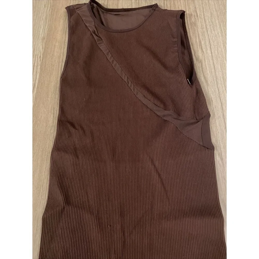 Free People Intimately Dress Size M/L Chocolate/Brown Fitted‎ Stretch NWOT